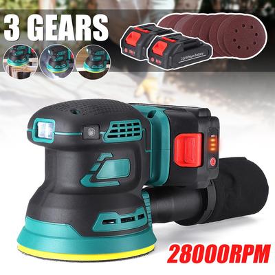 125mm Brushless Electric Orbit Sander Sandpaper Wood Grinder Polishing Machine Sander Power Tools With 2 Battery