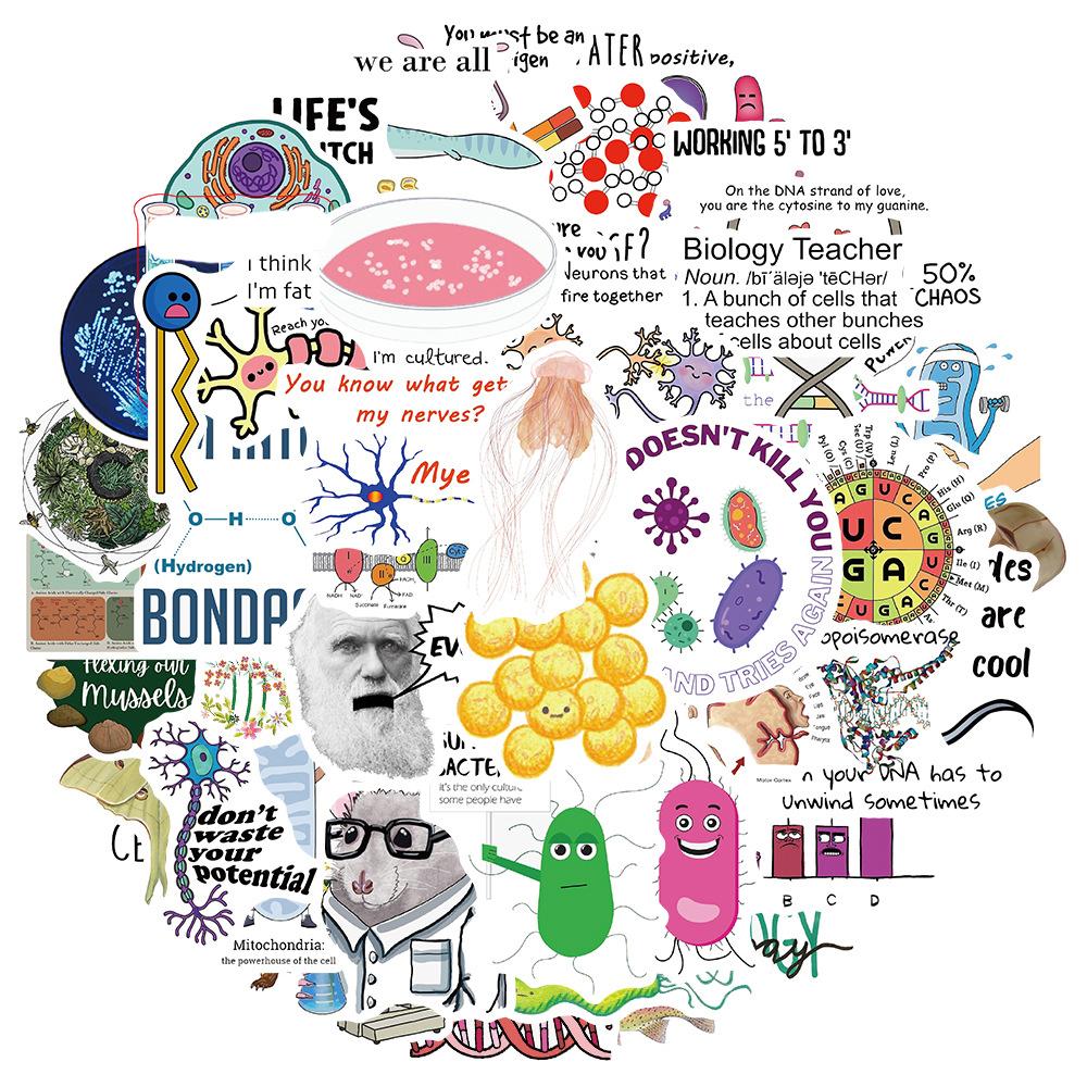 10 30 50 100 Stück Wissenschaftslabor Biologie Aufkleber Lustige Ästhetische Decals Laptop Skateboard Motorrad Handy Auto Wasserdichter Aufkleber