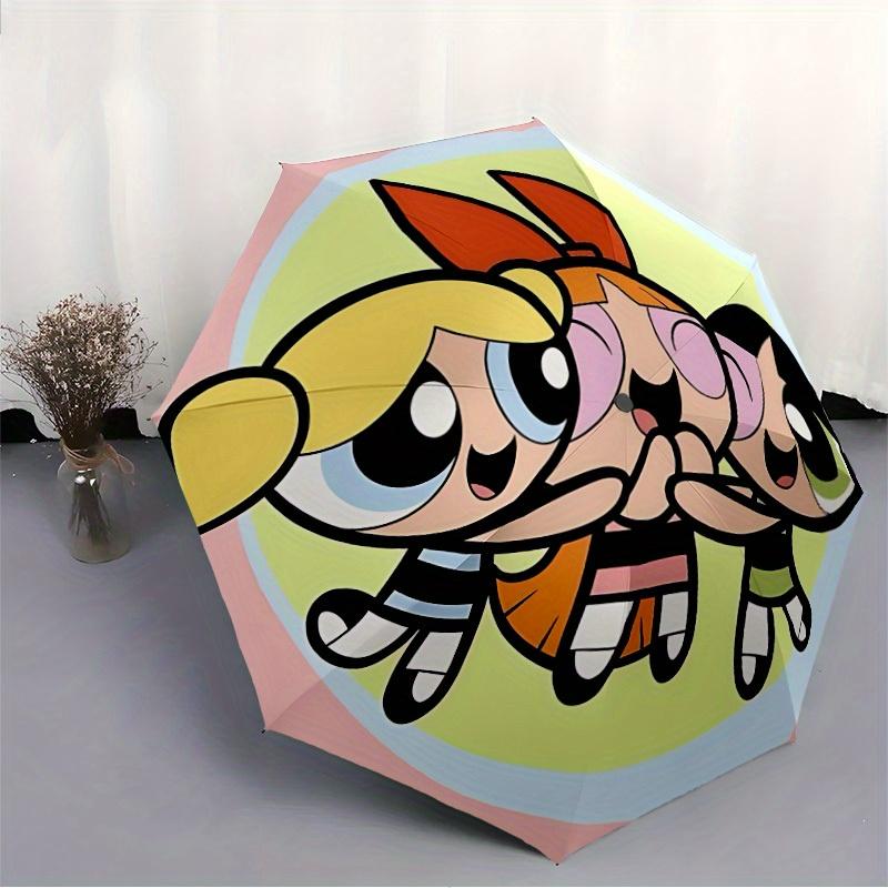 1pc Powerpuff Girls Automatic Open/close, Portable Folding Umbrella for Women & Men,Compact Parasol,, Durable Frame Yy250809180