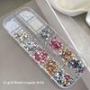 12Grids 3D Colorful 2mm Round Nail Diamond Gems 12colors Glitter Crystal Nail Rhinestones Flatback Resin Luxury Nail Decoration