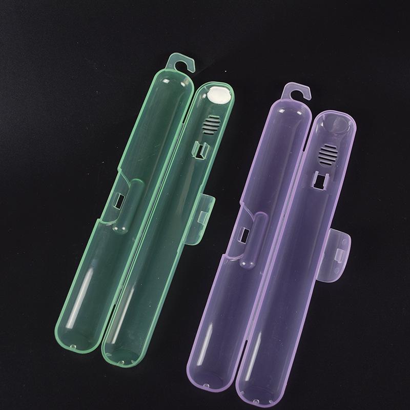Portable Clear Toothbrush Storage Box with Hook for Travel