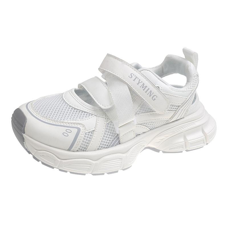 

Sports sandals women s 2025 summer new hole shoes hollow breathable Velcro thick sole heightening thin dad shoes 35