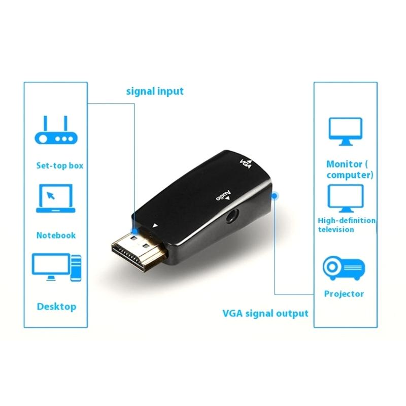 1080P HDTV To VGA Adapter Converter Output Computer Set Top Box Connector Dongle for Laptop PC Monitor Projector