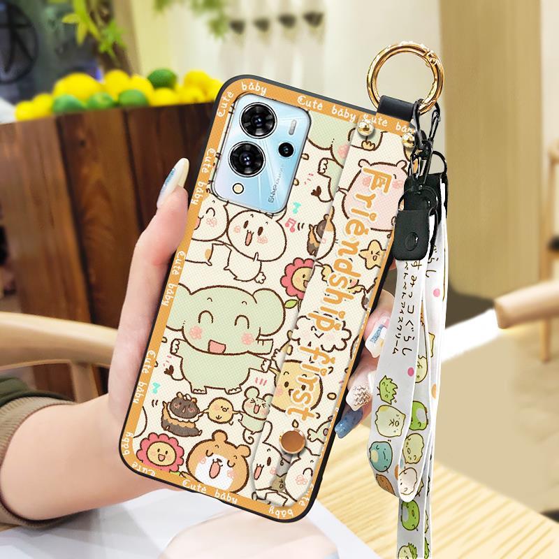 Dirt-resistant Ring Phone Case For ZTE Blade V40 Pro Protective Cute Kickstand Wrist Strap Shockproof Back Cover Durable