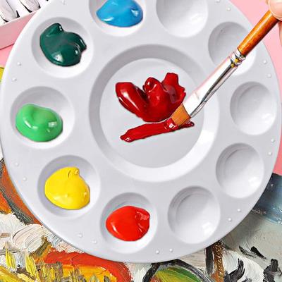 "Children's White Plastic Painting Palette: Plum-Shaped Acrylic & Watercolor Tray"