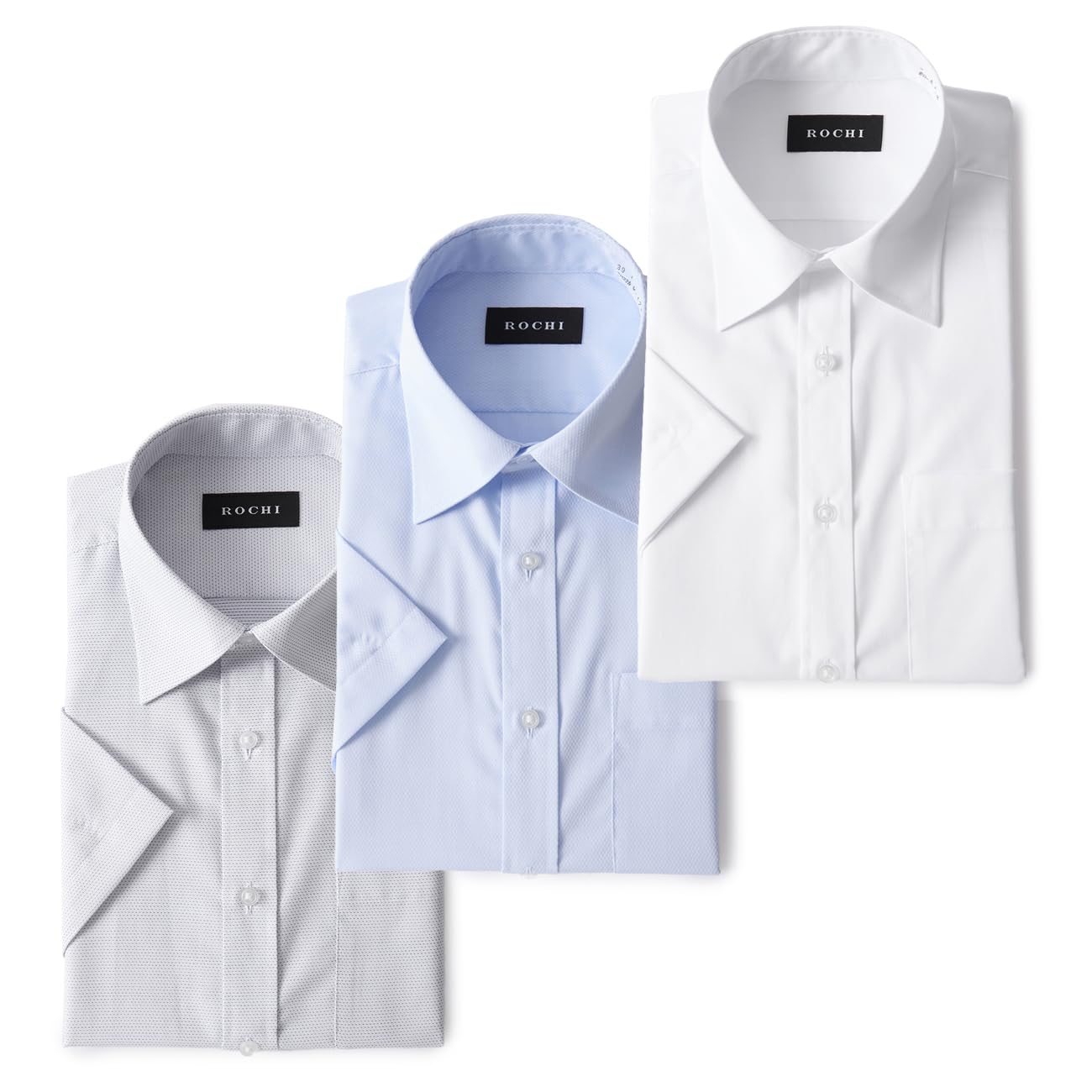 

Short sleeve shirt set short stable antibacterial and deodorizing white x color model [Aoki] 3-piece [Cool sleeve, shape, treatment, three-dimensional