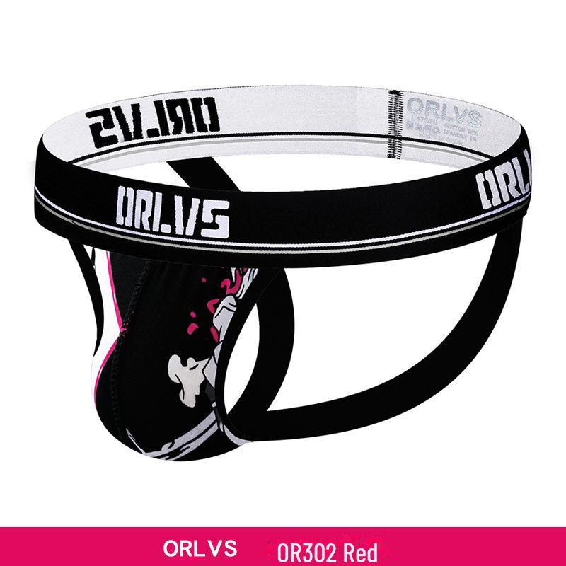 ORLVS Men's Low-Waist U-Convex Ice Silk Printed T-Back Underwear - Gay Sexy Trend 302