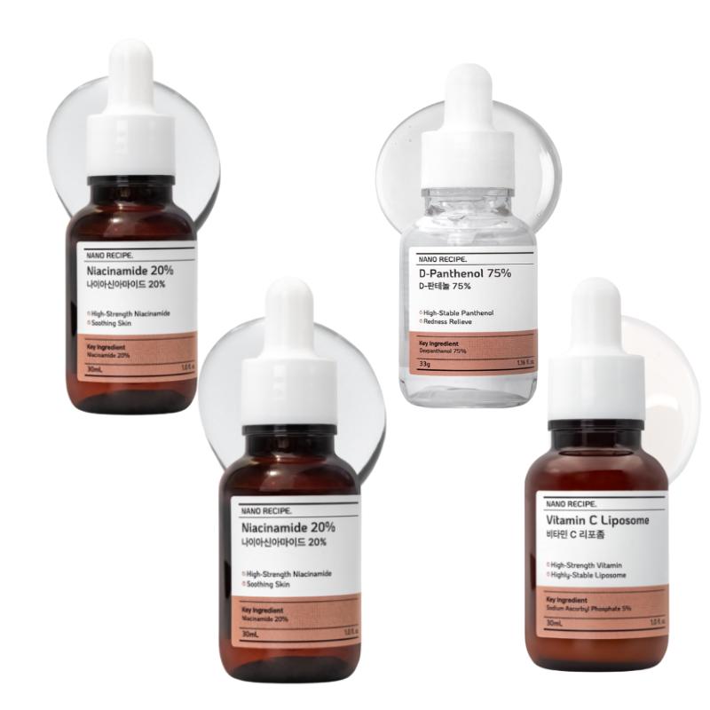 Nanorecipe Pure Concentrate 4-Piece Routine Set(Bakuchiol, Panthenol, Vitamin C, Niacinamide)