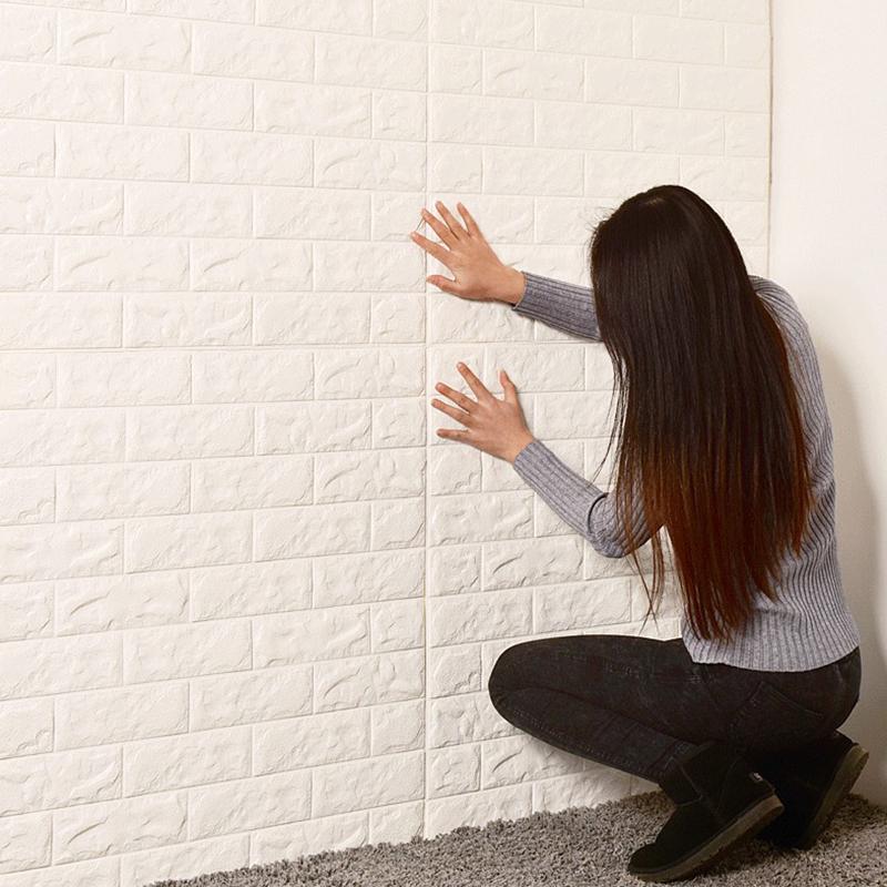 10Pcs 77*70cm 3D Wall Stickers Faux Brick Bedroom Home Decor Waterproof Self Adhesive Living Room Wallpaper