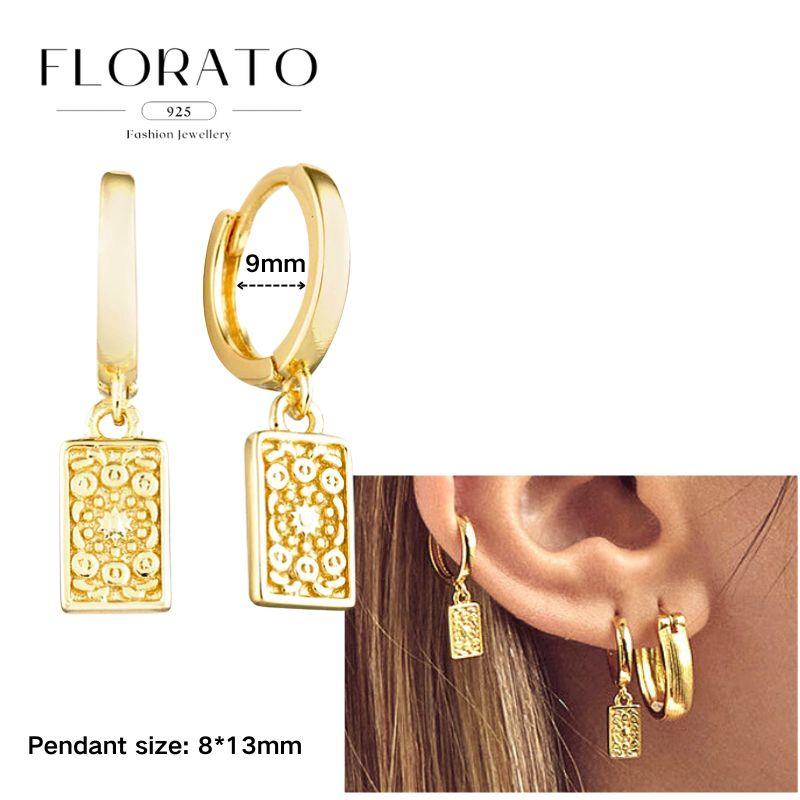 Evil Eye 925 Silver Ear Needle Exquisite Shell Zircon Retro Geometric Pendant Earrings for Women Fashion Party Jewelry