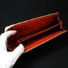 PAIDiA Men's L-Shaped Long Wallet, Genuine Leather, Coin Purse, Card Holder, Tochigi Leather, P099 (Orange)