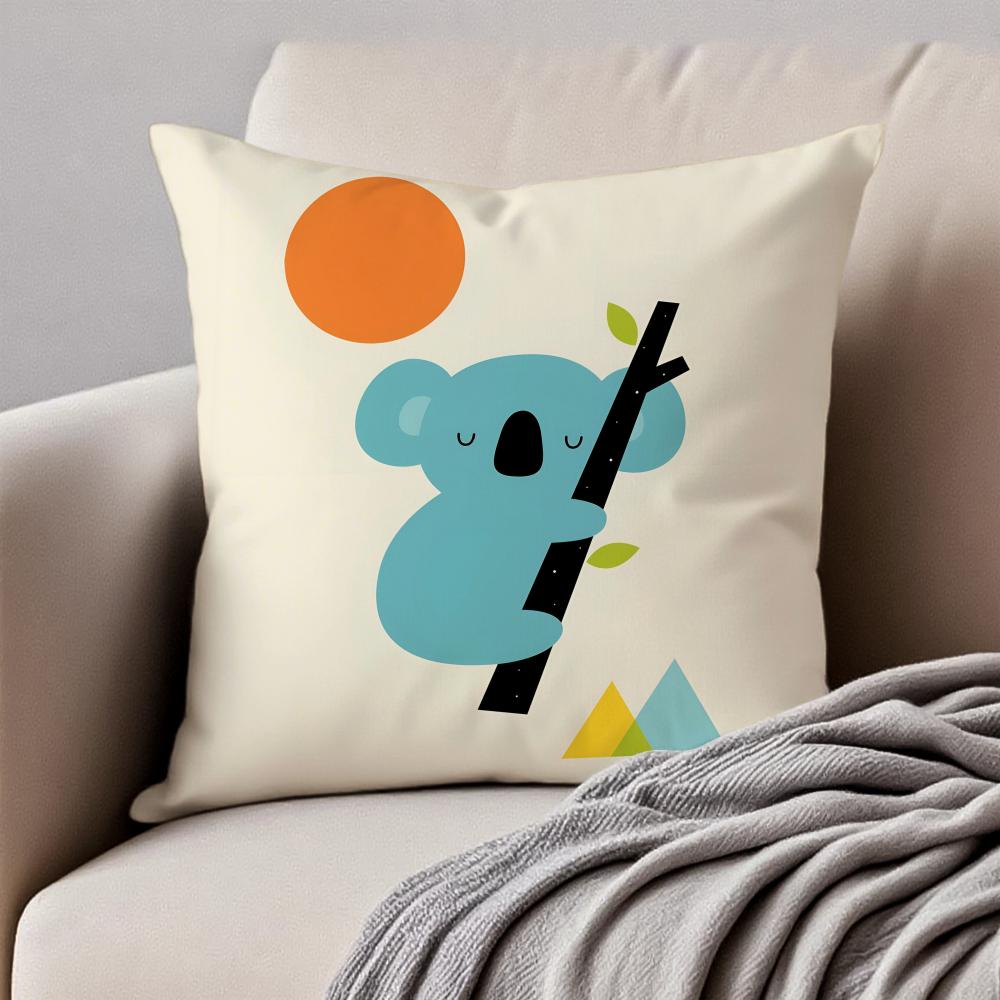 Simple Nordic Modern Anime Style Art Cushion Cover Pillowcase Antidustmite Invisible Zipper Short Plush Sofa Cushion