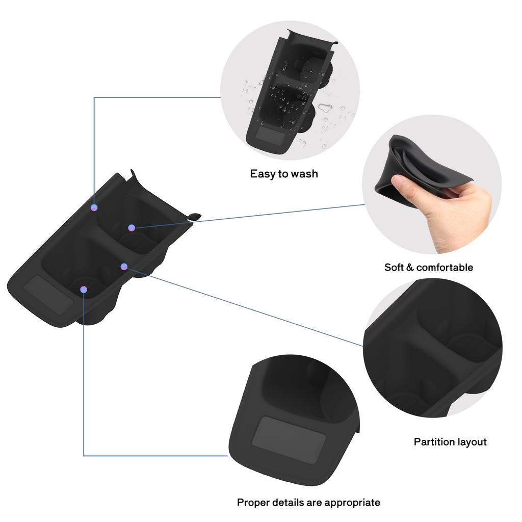 For Toyota AQUA 2025-2025 Silicone Car Center Control Cup Holder Drink Center Storage Box Automotive Interior Accessories Black