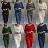 Nowa jesienno-zimowa elegancka długa sukienka w stylu do pracy, wyszczuplająca w talii, dla kobiet