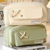 Button Cotton Rope Pencil Case Large Capacity Kids Storage Bag Student Stationery Box Girl Storage Pencil Case