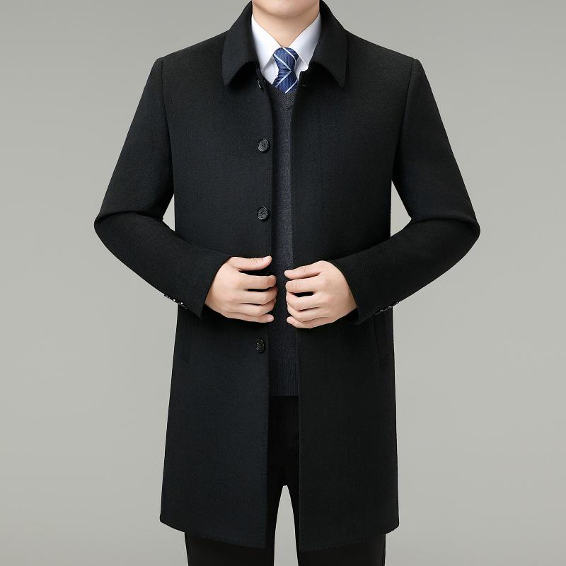Men's Double-Faced Wool Trench Coat with Down Liner