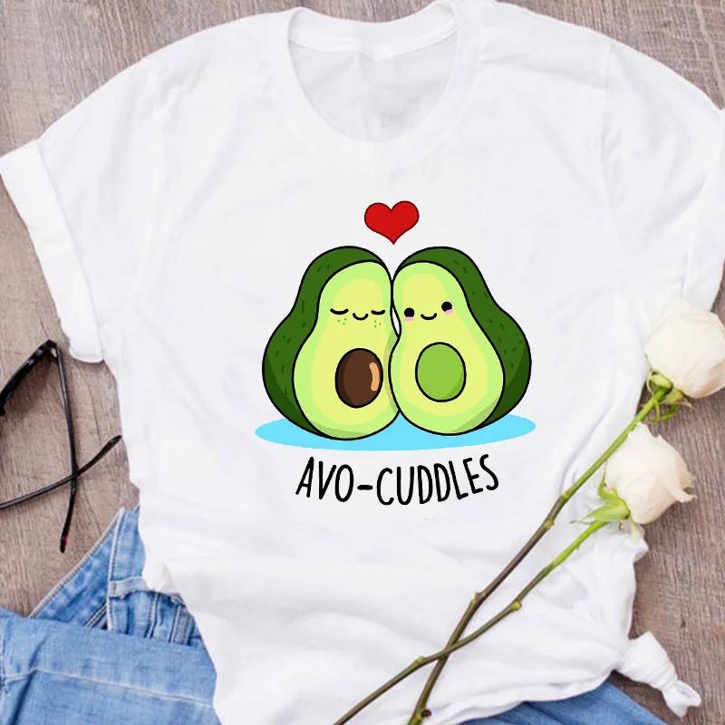 Women Graphic Avocado Cat Printing Cartoon Fruit Clothes Floral Lady Clothing Female Tees Print Tops T Shirt Womens T-Shirt