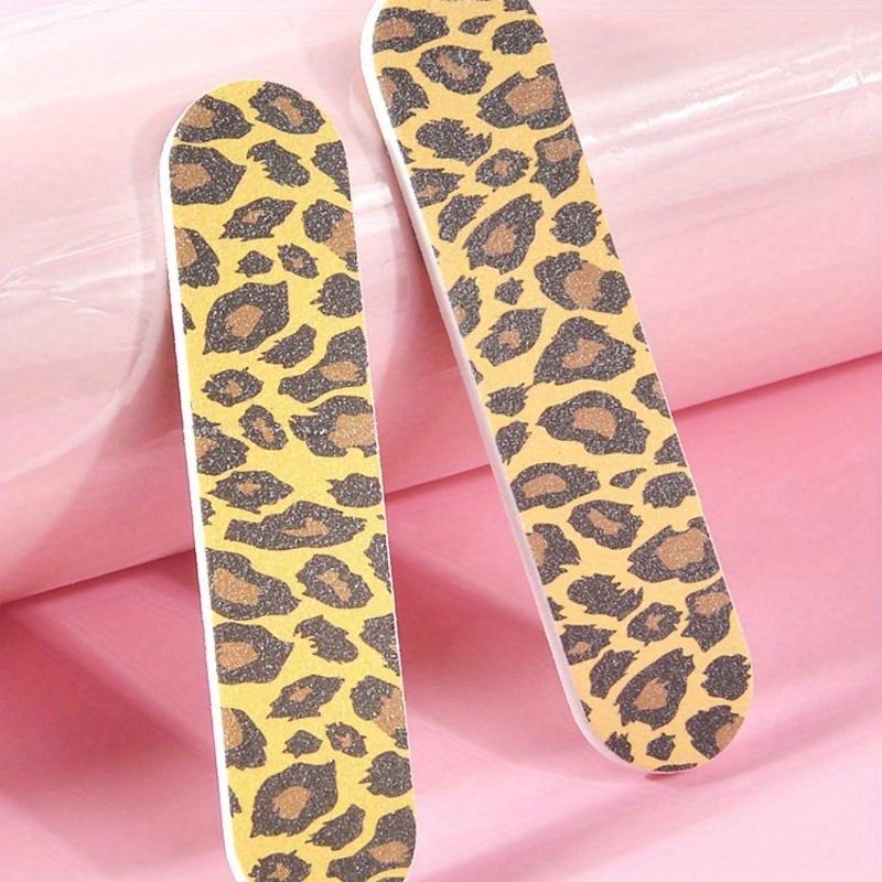 Nail Files, Colorful Leopard 7-Sided Nail Buffer Block, Cuticle Pushers, Sanding Shaping Nail Polishing Sticks, Suitable for Beginners and Nail Salons