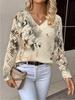 Neues bedrucktes V-Ausschnitt-Oberteil Damen beliebter Pullover Langarm Frühling und Herbst Pullover