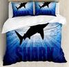 Deep Sea Shark Duvet Cover Set Black Shark Bedding Sets Underwater World Ocean Life Comforter Cover Set For Boys Men Queen Size