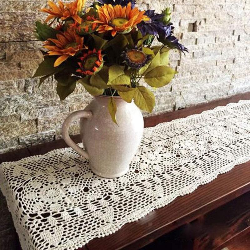100% Bavlna Ruční Háčkování Stolní Ubrusy Shabby Chic Vintage Háčkovaný Vrchní Díl na Stůl Ručně Vyráběný Potah na Pohovku Běhoun na Stůl 1ks