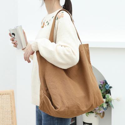 Waterproof Women Canvas Tote Shoulder Bags Solid Color Ladies Handbags School Book Travel Shopper Women's Crossbody Bag