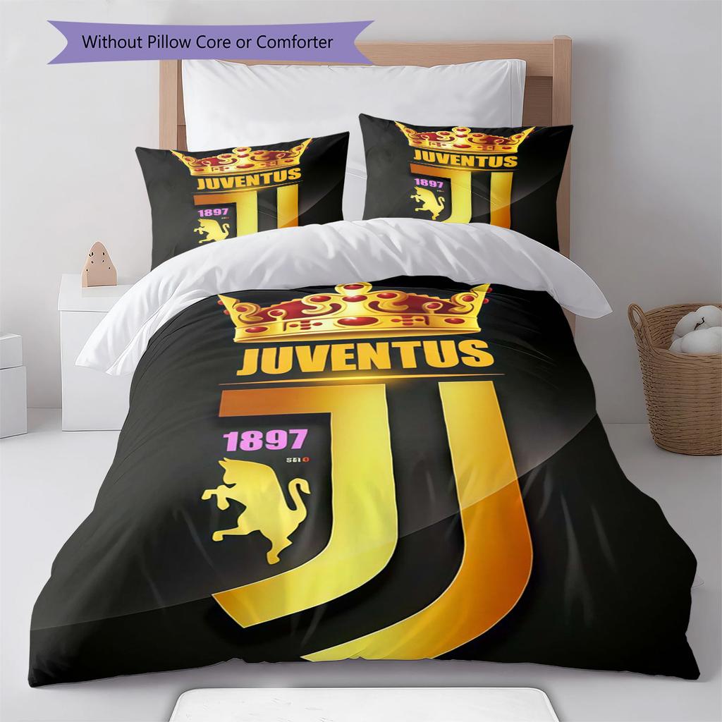 Set Copripiumino Trapuntato Juve Federa Federe Decorazione Casa Regalo di Compleanno (1 * copripiumino + 2 * federa, senza nucleo)