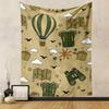 Adventure Travel Pattern with Maps & Hot Air Balloons Patterned tapestry home decor, suitable for bedroom and living room, gift