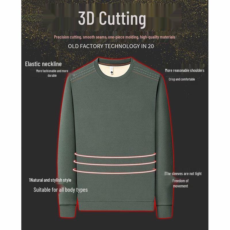 Luo Meng Men's Fleece-Lined Knitted Sweater BY010