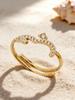 18k Gold-Plated Zirconia Inlaid Stainless Steel Open Ring Set - Modern Fashion Jewelry