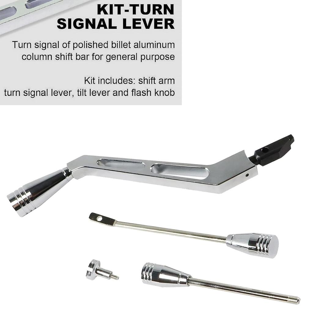 Polished Billet Aluminum Column Shifter Lever,Turn Signal, Lever Hazard Boots & Tilt Kit For 1967-1994 GM Columns Chevrolet Buick Oldsmobile Pontiac