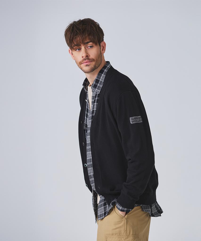 Guernsey Woollens Cotton V-Neck Cardigan - Black