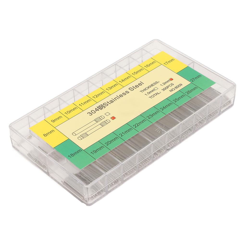 300Pcs 1.2mm Watch Band Spring Bar Link Pins Stainless Steel Double End Watch Band Link Cotter Pins with Storage Box