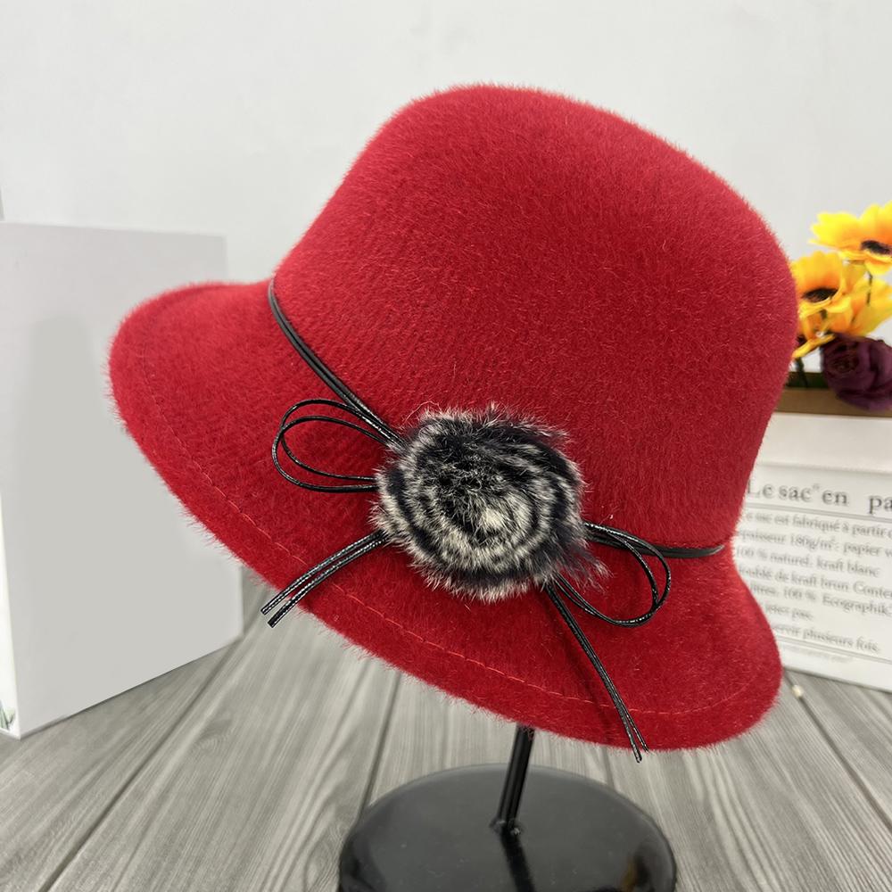 

Винтажная женская кепка-ведро с твердым бантом из шерстяного фетра, фетровая шляпа для женщин, зимняя, осенняя, женская, купольная, фетровая, свадебная, церковная, джазовая, кепка-котелок One Size
