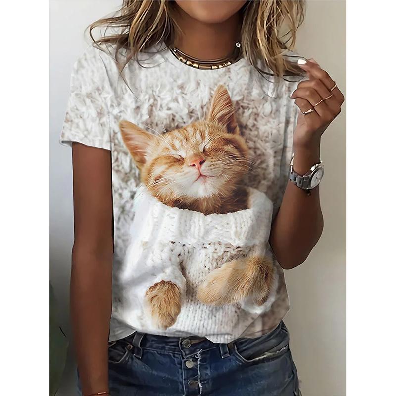 

Летняя футболка с принтом Kawaii Poodle 3D, женская уличная одежда, милые футболки с изображением собак и кошек, топы Harajuku Y2k, свободные футболки, женская одежда 5XL