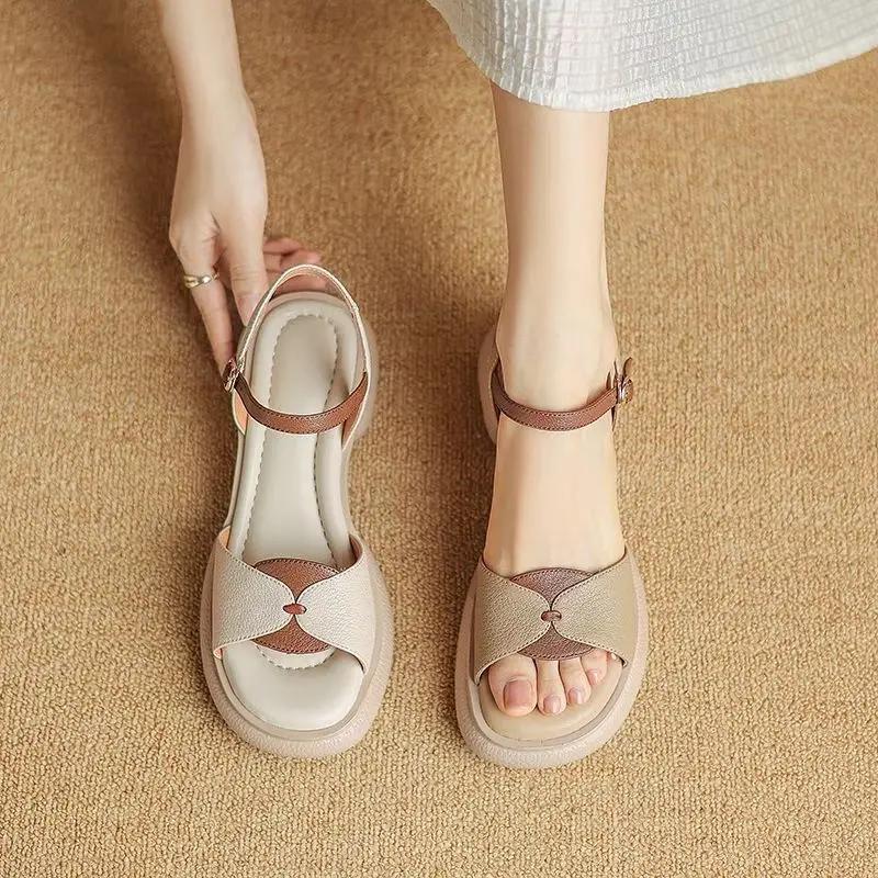 Open Toe Platform Women's Sandals Summer 2025 Comfortable Trend Korea on Offer Designer Casual Shoe Sale Luxury Pvc Ladies Shoes