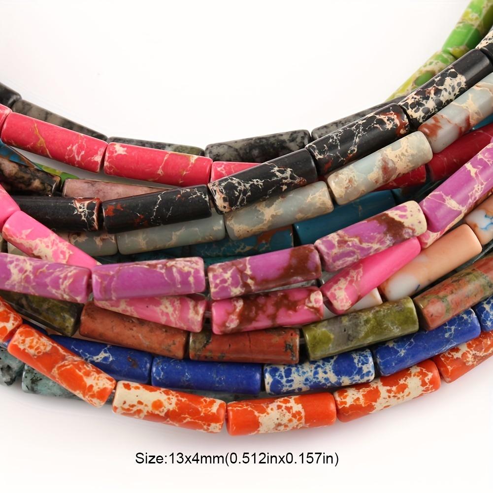 1pcs Natural Stone Tube Bead Sediment Jaspers Loose Cylinder Beads for Jewelry Making DIY Chakra Bracelet Accessories 15" 13x4mm