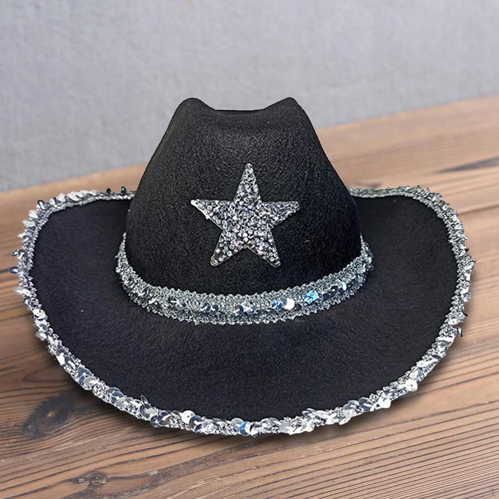Novelty Hat, Party Hat ,Wide Brim Sequin Star ,Ladies ,Western for Ladies Engagement Fancy