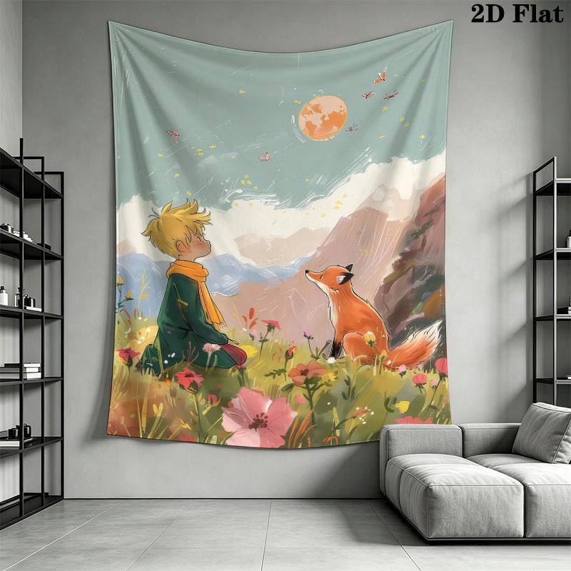 Little Prince Hush Wall Hanging Printed Fabric Blanket Decorative Tapestries for Bedroom Living Room Home Decor