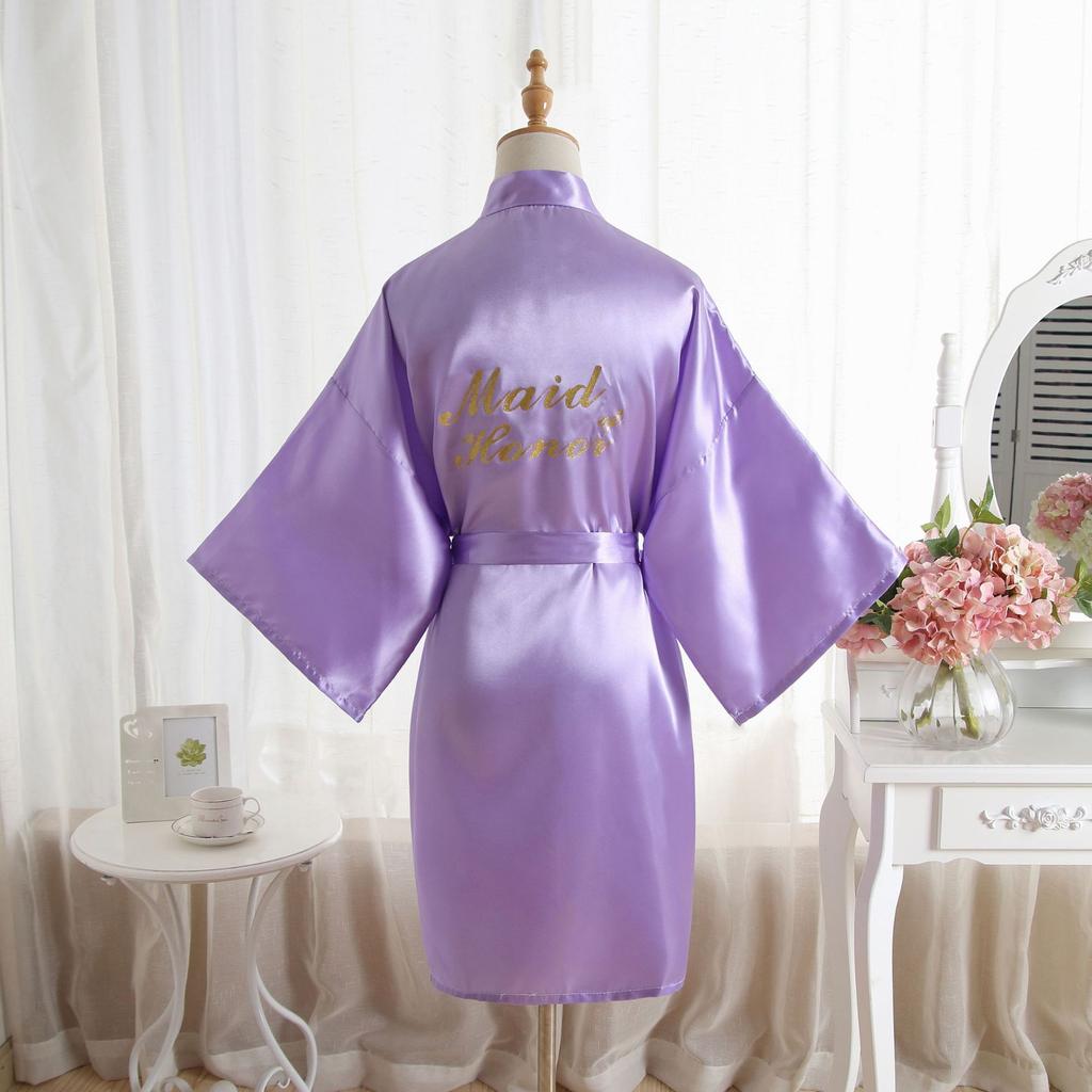 Comfortable Homewear Gold Dust Bridesmaid Maid of Honor Wedding Morning Robe Makeup Robe Robe Fashion Temperament Elegant Simulation Silk Cardigan