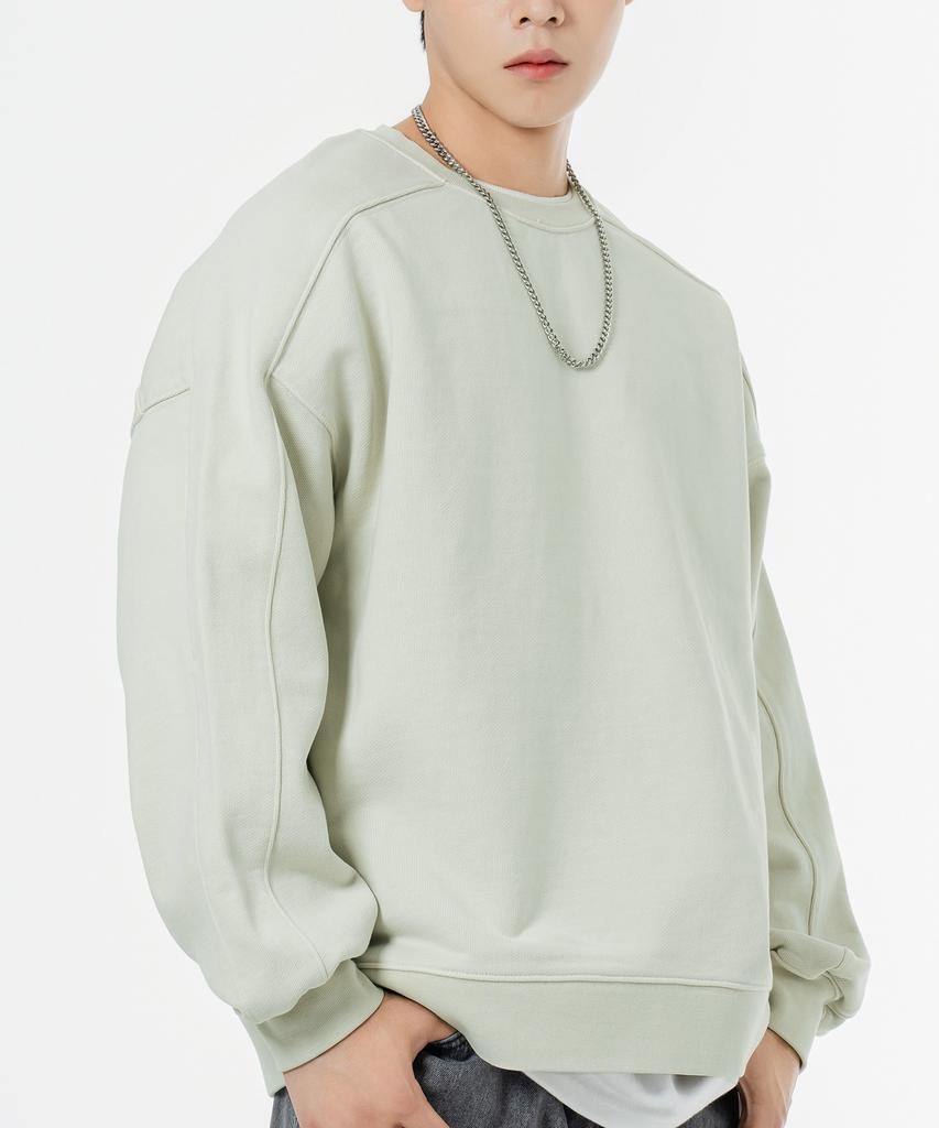 MOZMOZ Heavy Weight Pigment Back Embroidery Cutout Oversized Sweatshirt Beige