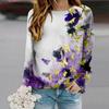 Tops For Women Golden Butterfly Print Round Neck Long Sleeve T-shirt Fall Casual Slim Pullover Women's Long Sleeve Top
