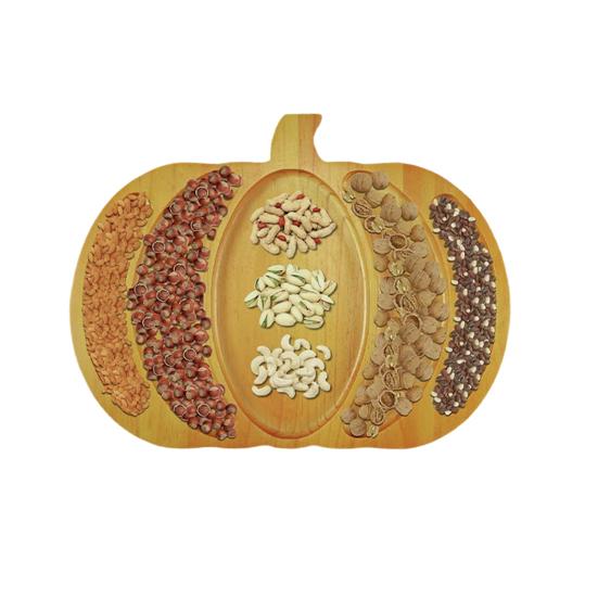 Pumpkin Charcuterie Board Wooden Pumpkin Dish Platter Fall Harvest Thanksgiving Serving Tray for Snacks Fruits Meat Cheese