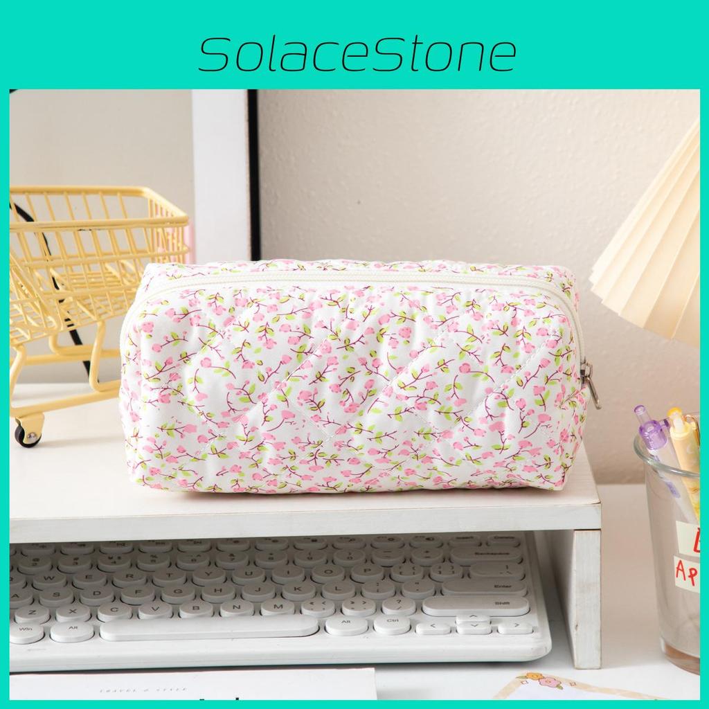 Floral Pattern Pencil Bag With Large Capacity For Teen Student Office Use