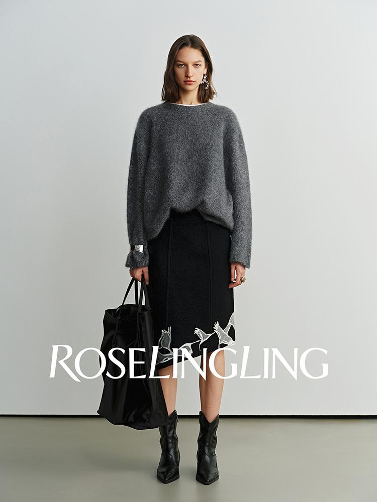 2026 Women's Loose Knit Pullover - Wool, Mulberry Silk, Cashmere Sweater with Brushed Yarn
