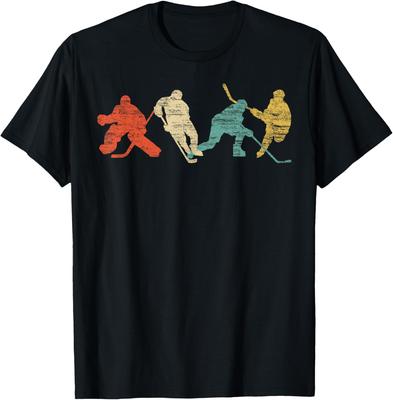 Classic Retro Style Hockey T-shirt Men's Fun Printed Shirt Fashion Casual Unisex Oversized Short-sleeved Crewneck Clothing