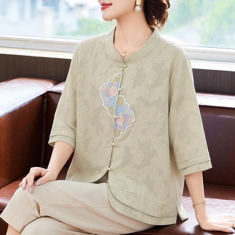 New Chinese Style Embroidered Blouse M