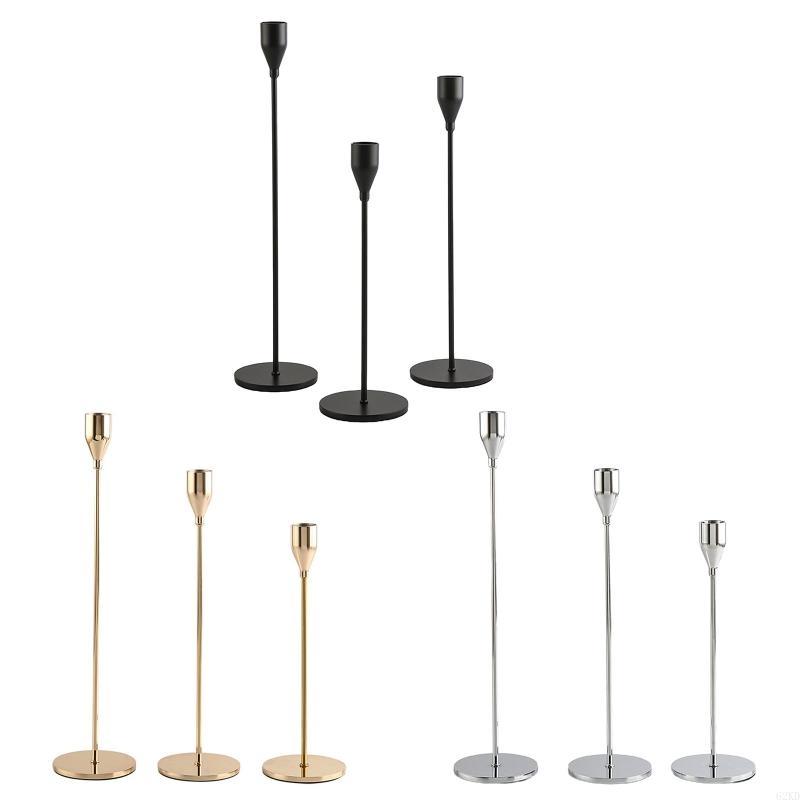 62KD Luxury Metal Holders Set of 3 Pillar Table Centerpiece Holder for Wedding Party Home Office Decoration