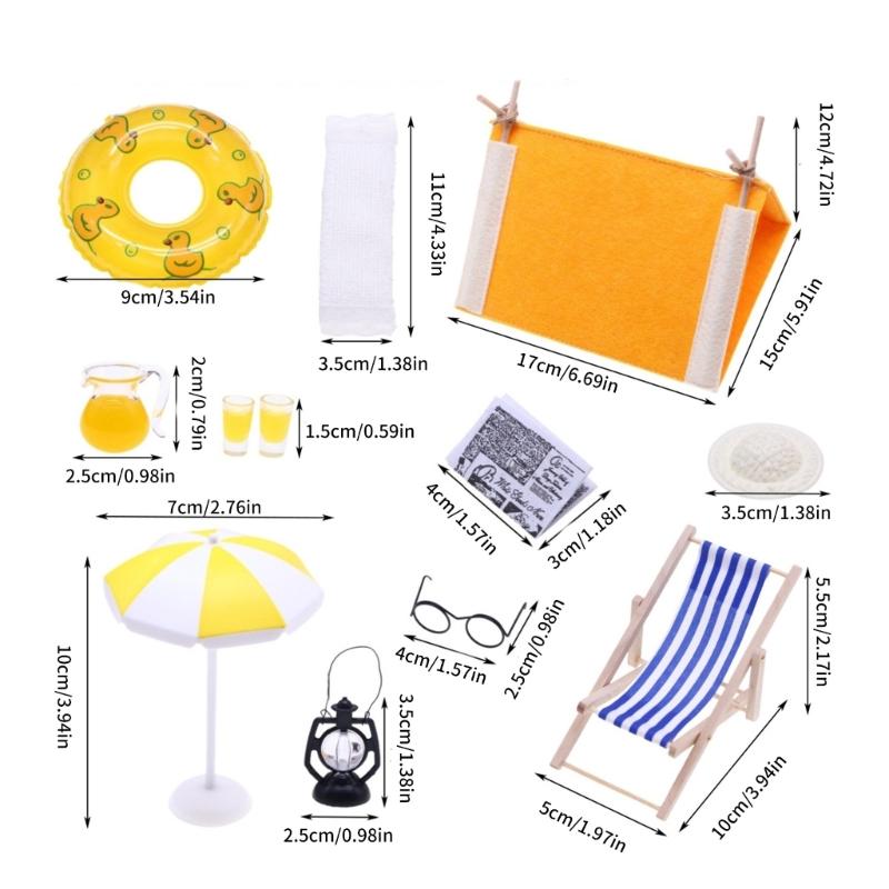 Zestaw zabawek kempingowych dla dzieci Przenośny namiot Mini ręcznik Nadmuchiwane kółka Domki dla lalek Akcesoria na zewnątrz