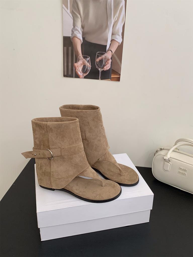 Inner heightening khaki toe cool boots women's shoes summer travel Xinjiang boots thin trouser boots small short boots